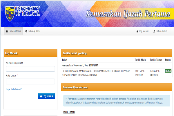 Universiti Malaya direct Adimission